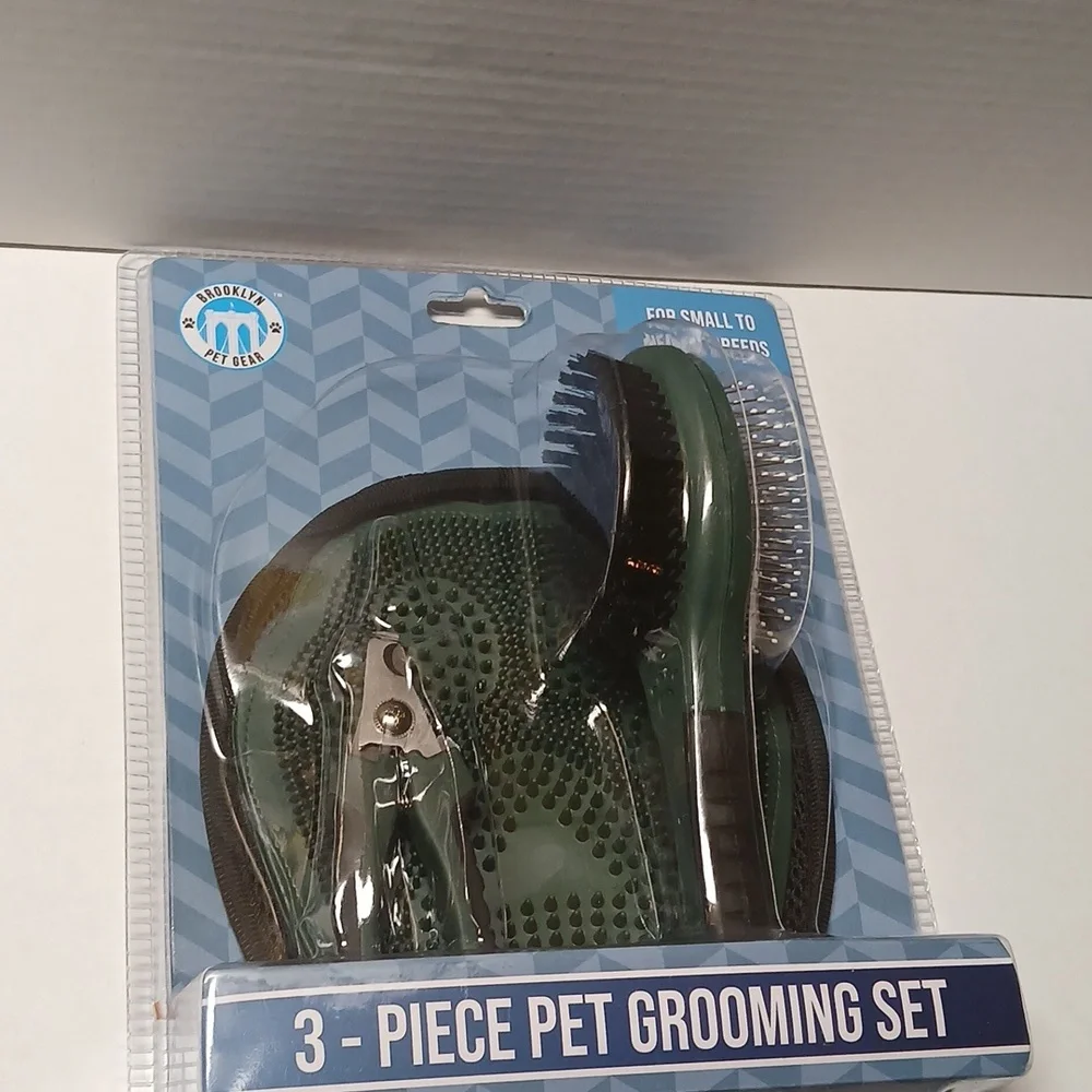 Pet Grooming 3 Piece Set Black Green 3-Way For Small to Medium Breeds NWT